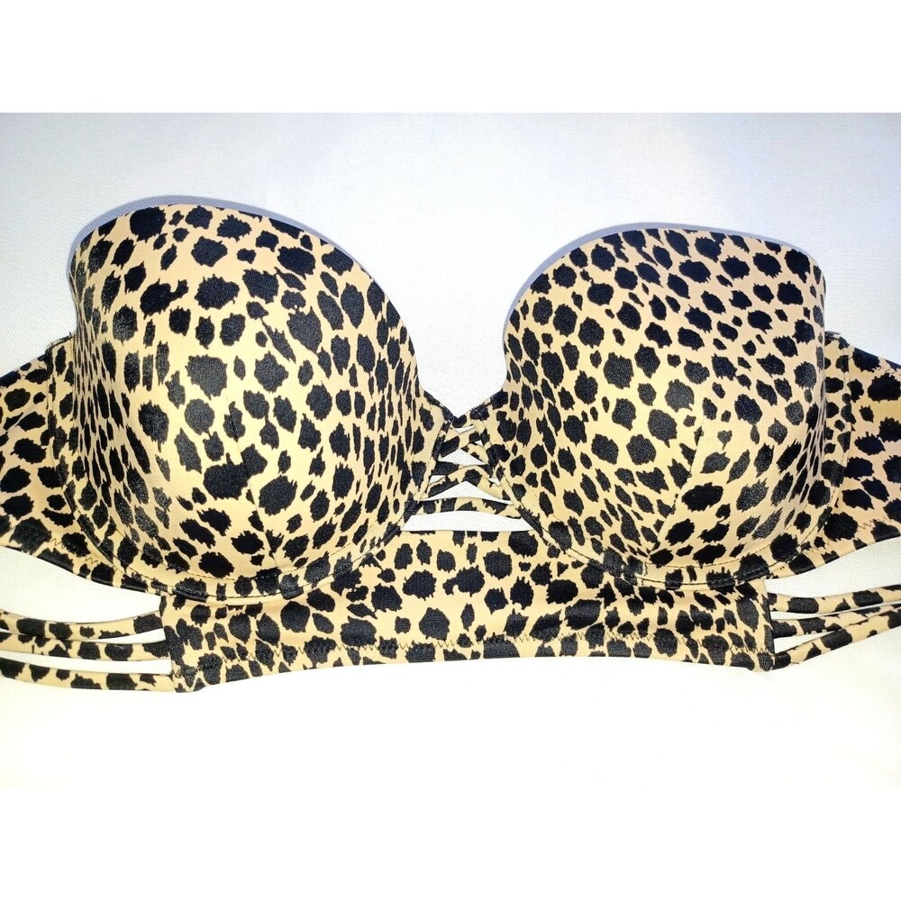 Victoria Secret Swim Top 34C Beach Bandeau sexy women's Animal Print Leopard